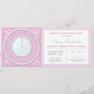 Pink Floral Around the Clock Shower Invite