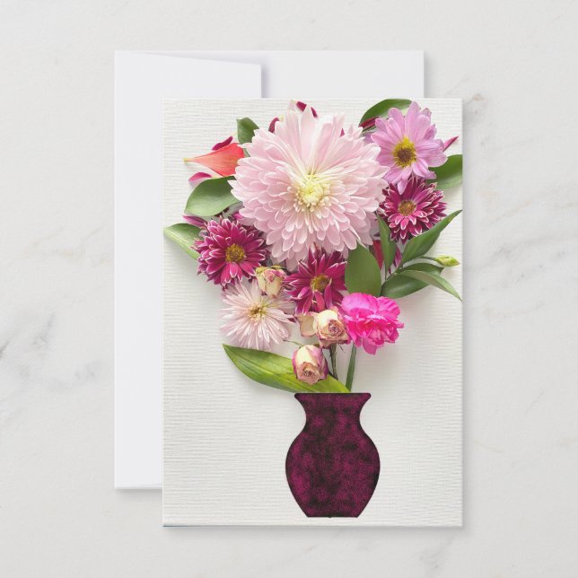 Pink Floral Arrangement note card (Front)
