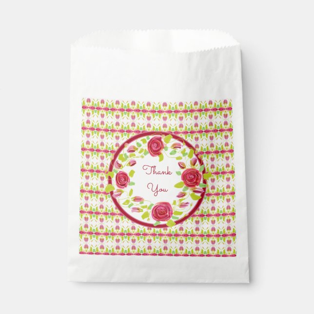 Pink Floral Art Favour Bags (Front)