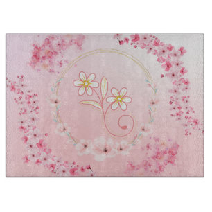 Pink Floral Art, Fresh Spring Bloom Design Cutting Board