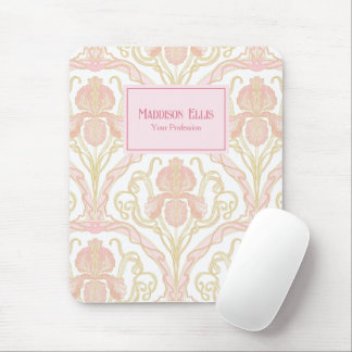 Pink Floral Art Nouveau Feminine Business Mouse Mat