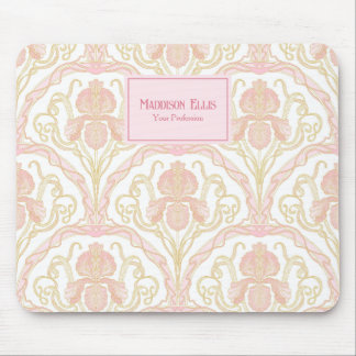 Pink Floral Art Nouveau Feminine Business Mouse Mat