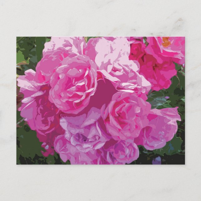 Pink floral art postcard (Front)