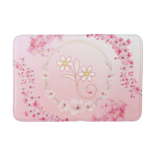 Pink Floral Art, Spring Blessing Bath Mat