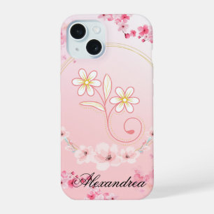 Pink Floral Art, Spring Blessing iPhone 15 Case