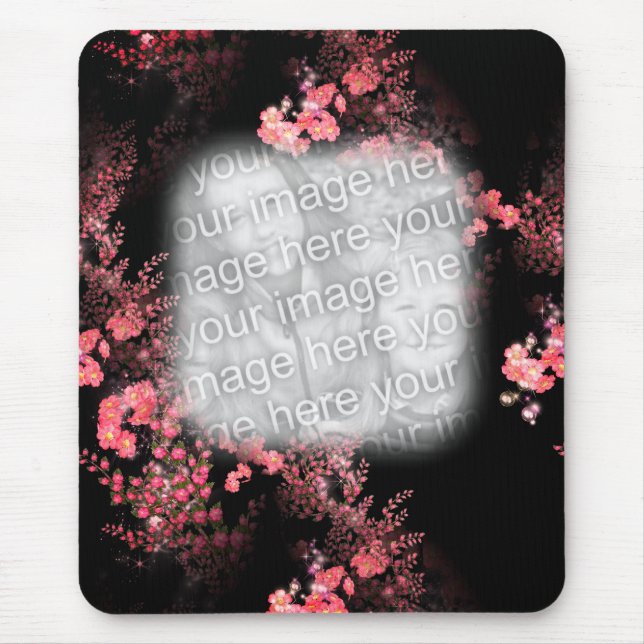 Pink Floral Art Your Photo Frame Mouse Mat (Front)