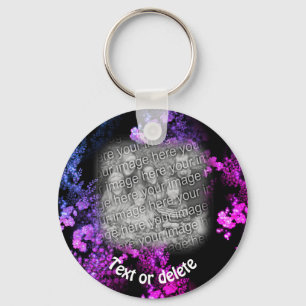 Pink Floral Art Your Photo Personalised Key Ring