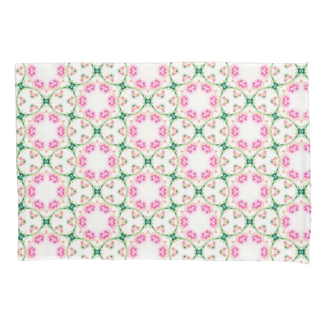 Pink Floral Artistic Abstract Pattern Pillowcase (Front)