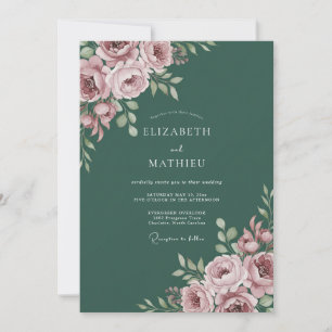 Pink Floral Artistry Wedding Invitation