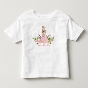Pink Floral Baby Bunny Birthday Toddler T-Shirt