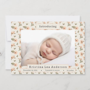 Pink Floral Baby Girl Birth Announcement
