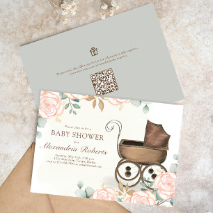 Pink Floral Baby Girl Shower Vintage Template