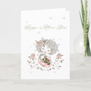 Pink Floral Baby Hearts Mother's Day Card