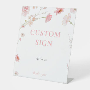 Pink Floral Baby in Bloom Baby Shower Custom Sign