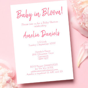 Pink Floral Baby in Bloom  Baby Shower Invitation
