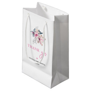 Pink Floral Baby in Bloom Baby Shower Small Gift Bag