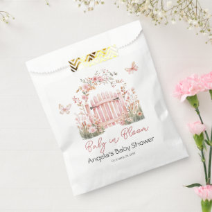 Pink Floral Baby in Bloom Butterfly Baby Shower Favour Bags