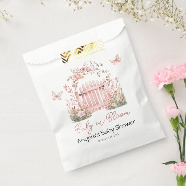 Pink Floral Baby in Bloom Butterfly Baby Shower Favour Bags (Sealed)