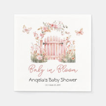 Pink Floral Baby in Bloom Butterfly Baby Shower
