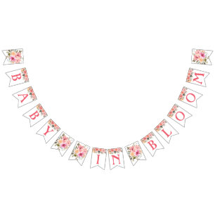 Pink Floral Baby In Bloom Girl Baby Shower Bunting