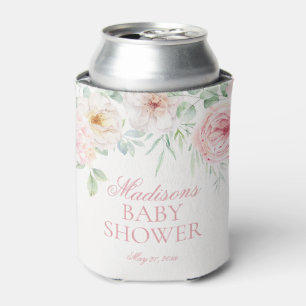 Pink Floral Baby in Bloom Hydrangea Baby Shower Can Cooler