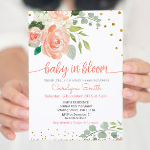 Pink Floral baby in Bloom Shower Invitation