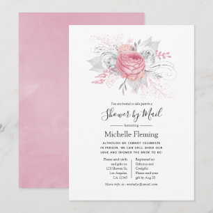 Pink Floral Baby or Bridal Shower by Mail Invitation