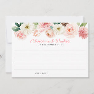 Pink Floral Baby Shower Advice and Wishes Card