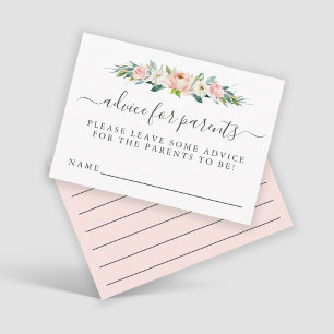 Pink Floral Baby Shower Advice for Parents Enclosure Card