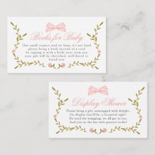 Pink Floral Baby Shower Books for Baby Display Enclosure Card