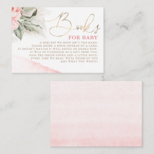 Pink Floral Baby Shower Books For Baby Enclosure Card