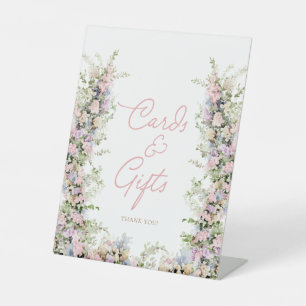 Pink floral baby shower Cards and Gifts Pedestal Sign