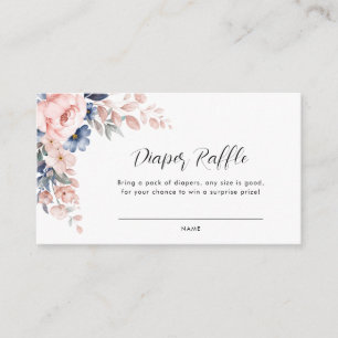  Pink Floral Baby Shower Diaper Raffle Tickets Enclosure Card