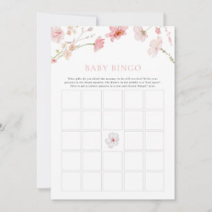 Pink Floral Baby Shower Game Baby Bingo Game