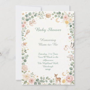 Pink Floral Baby Shower Invitation