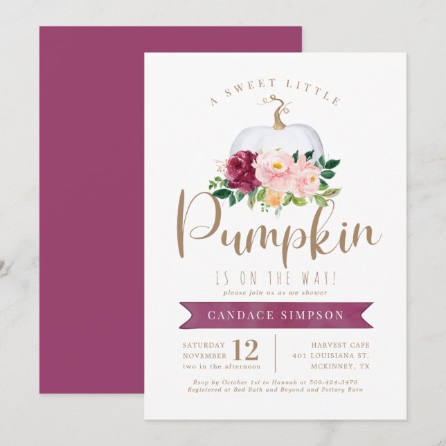 Pink Floral Baby Shower Invitation (Front/Back)