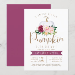Pink Floral Baby Shower Invitation
