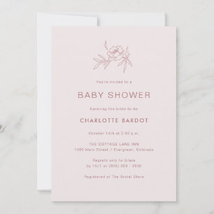 Pink Floral Baby Shower Invitation