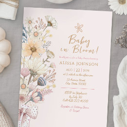 Pink Floral Baby Shower Invitation