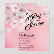 Pink Floral Baby Shower Invitation