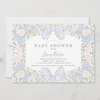 Pink Floral Baby Shower Invitation,  Invitation