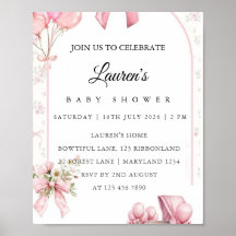 Pink Floral Baby Shower Invitation Poster