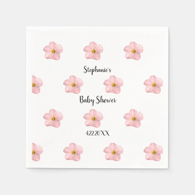 Pink Floral Baby Shower Petunia Pattern Artsy Cute Napkin (Front)
