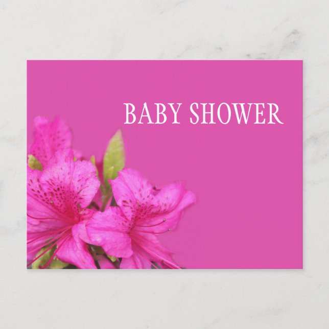 Pink floral baby shower postcards invitations (Front)