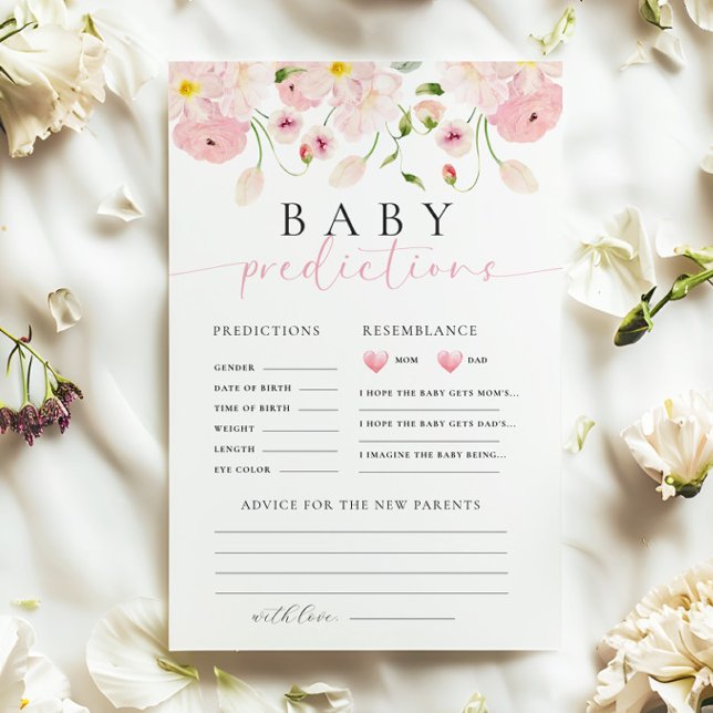 Pink Floral Baby Shower Prediction Advice Game (Creator Uploaded)