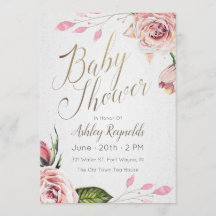 Pink Floral Baby Shower Tea Party Invitation
