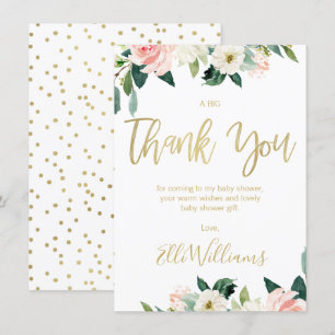 Pink Floral Baby Shower Thank You Card