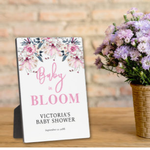 Pink Floral Baby Shower Welcome Plaque