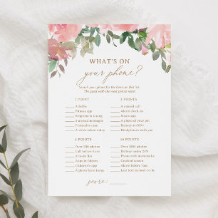 Pink Floral Baby Shower What's on Your Phone Game Invitation
