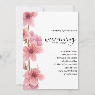 Pink Floral Baby Wiccaning Ceremony Invitation